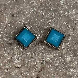 Blue Square Earrings